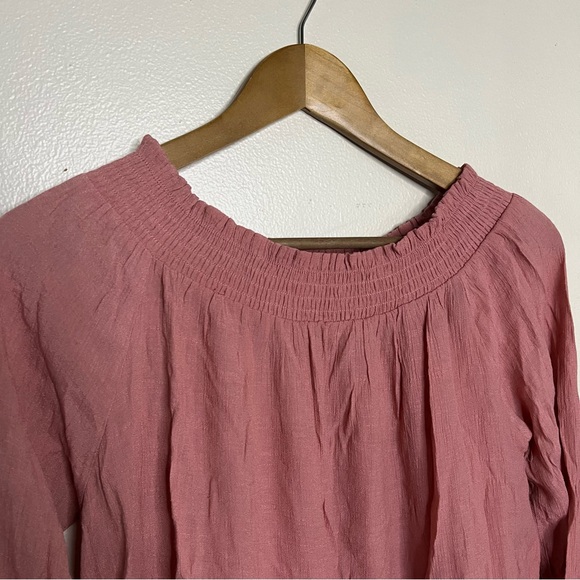 Boho Rose Pink Peasant Blouse She + Sky S Eyelet Cutouts Oversized Crepe Finish - Picture 2 of 9